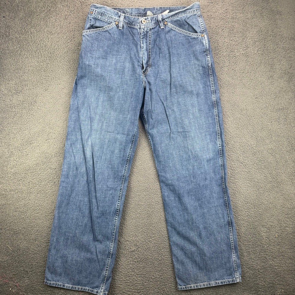 Lucky Brand Dungarees Power House Pant Mens 34 Blue Carpenter Jeans Made in USA